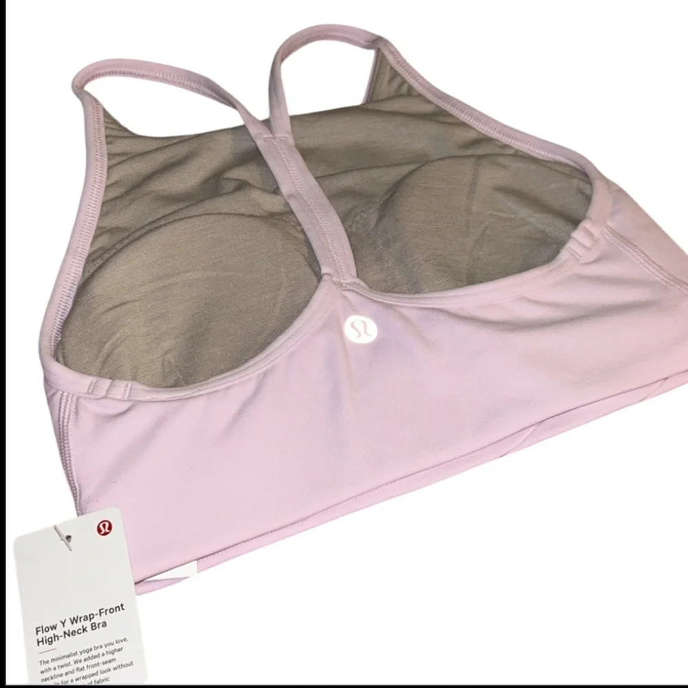 NWT Lululemon Flow Y Wrap-Front High-Neck Bra in Meadowsweet Pink size 2 - Picture 9 of 12